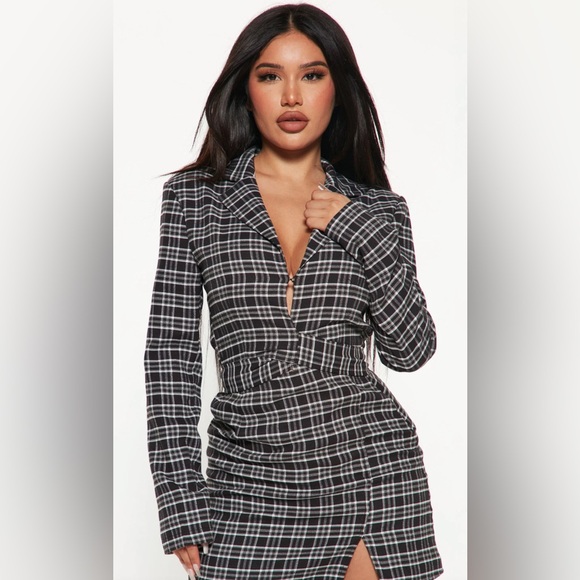 Fashion Nova Black and White Plaid Dress - Picture 2 of 4